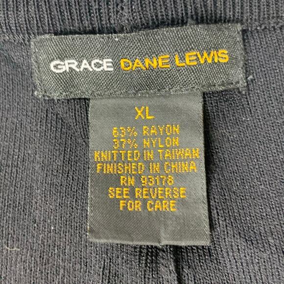 Grace Dane Lewis Black Ribed Wide Leg Stretchy Pants - Size  XL - Picture 3 of 4